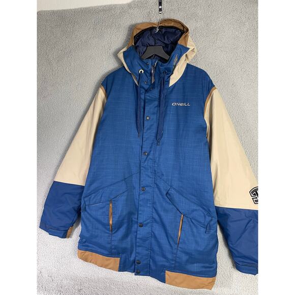 O’Neill Seb Toots Freedom Series Snowboard Jacket XL Blue Tan Hooded Waterproof - Picture 12 of 15